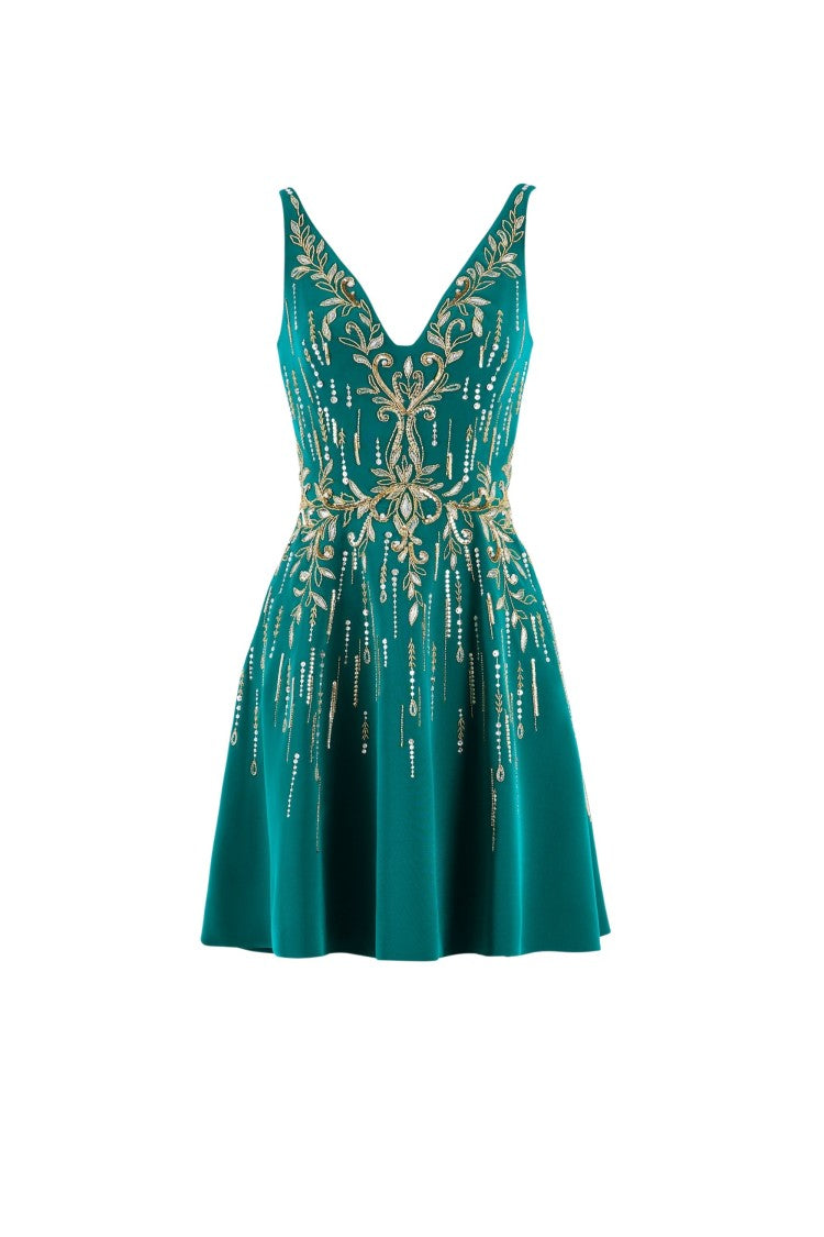 Saiid Kobeisy Short Crepe Beaded Dress