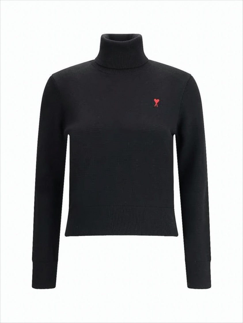 Ami Cropped Turtleneck Sweater With Fitted Silhouette