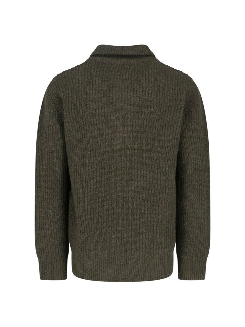 Closed Rich Green Knit Sweater With Ribbed Trim