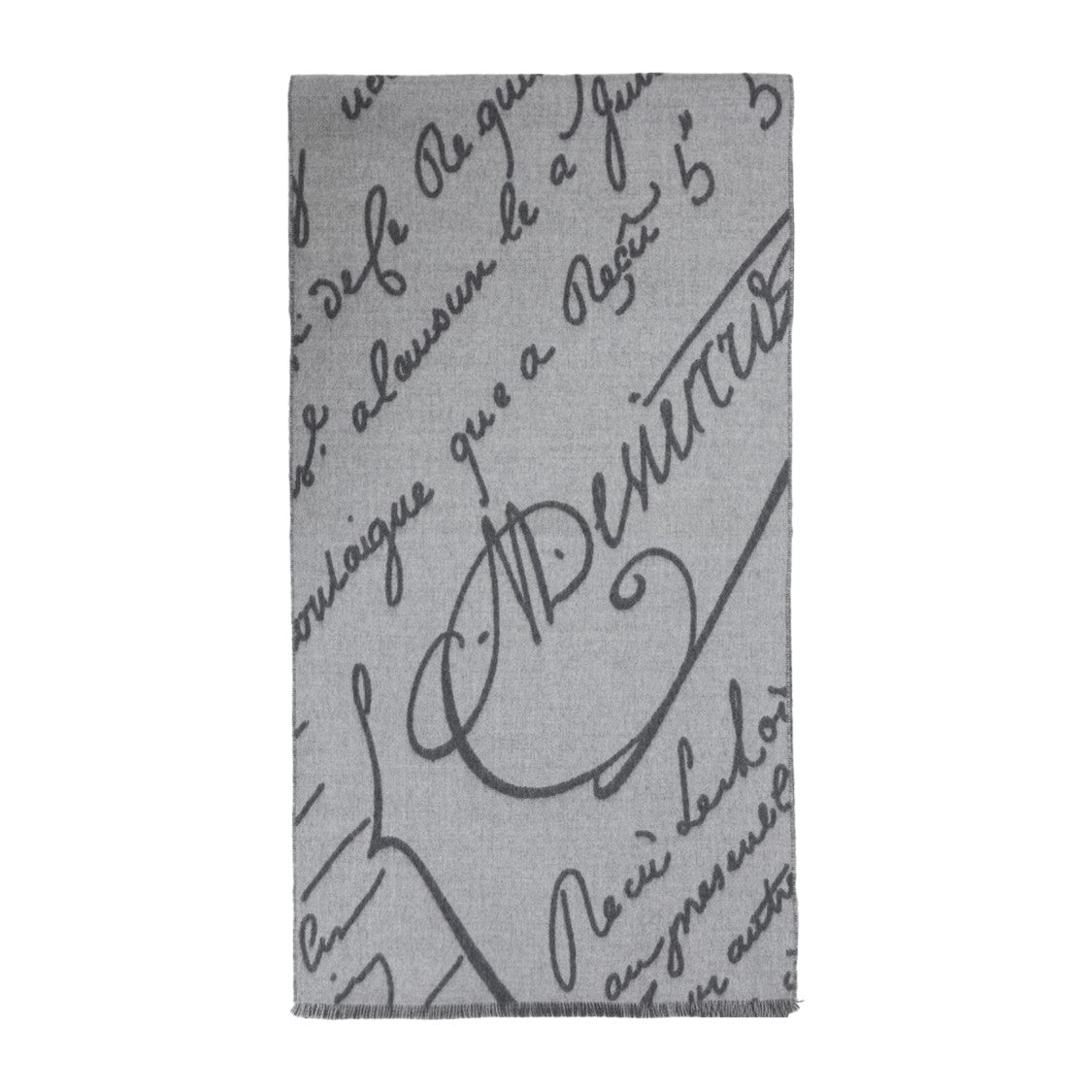 Berluti Scritto Jacquard Wool Scarf With Fringed Hems