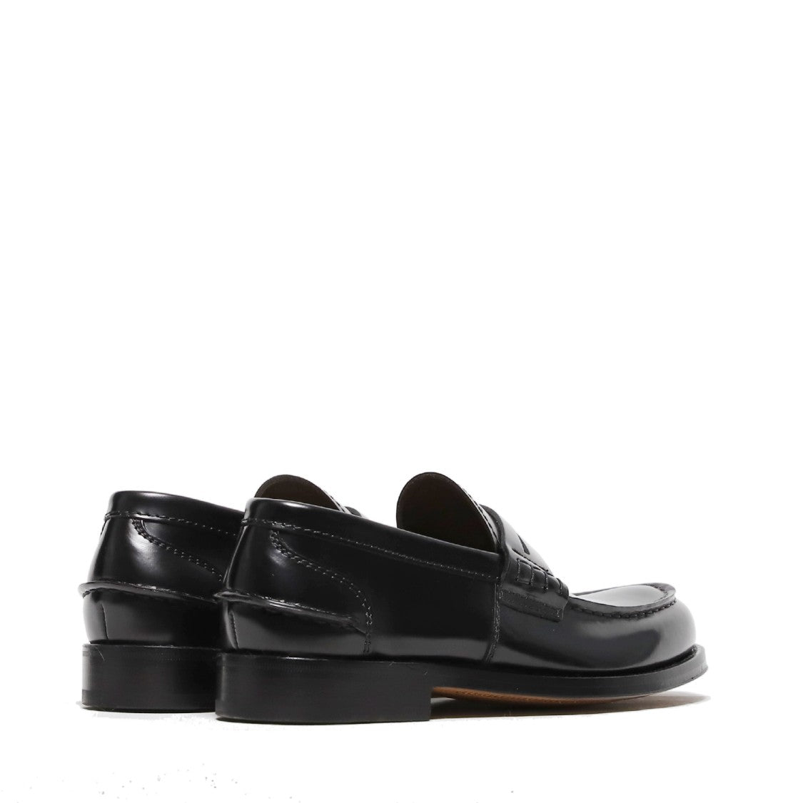 Green George Moccasin In Black Brushed Calfskin With Mask