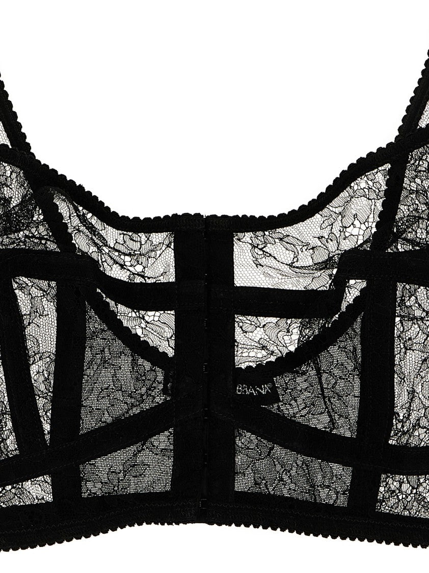Dolce & Gabbana Intricate Floral Lace Bra With Adjustable Straps