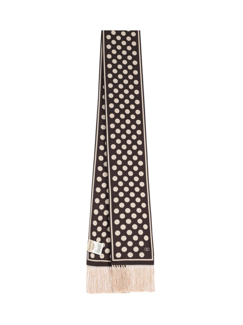 Valentino Garavani "Opticool" Silk Scarf Brown