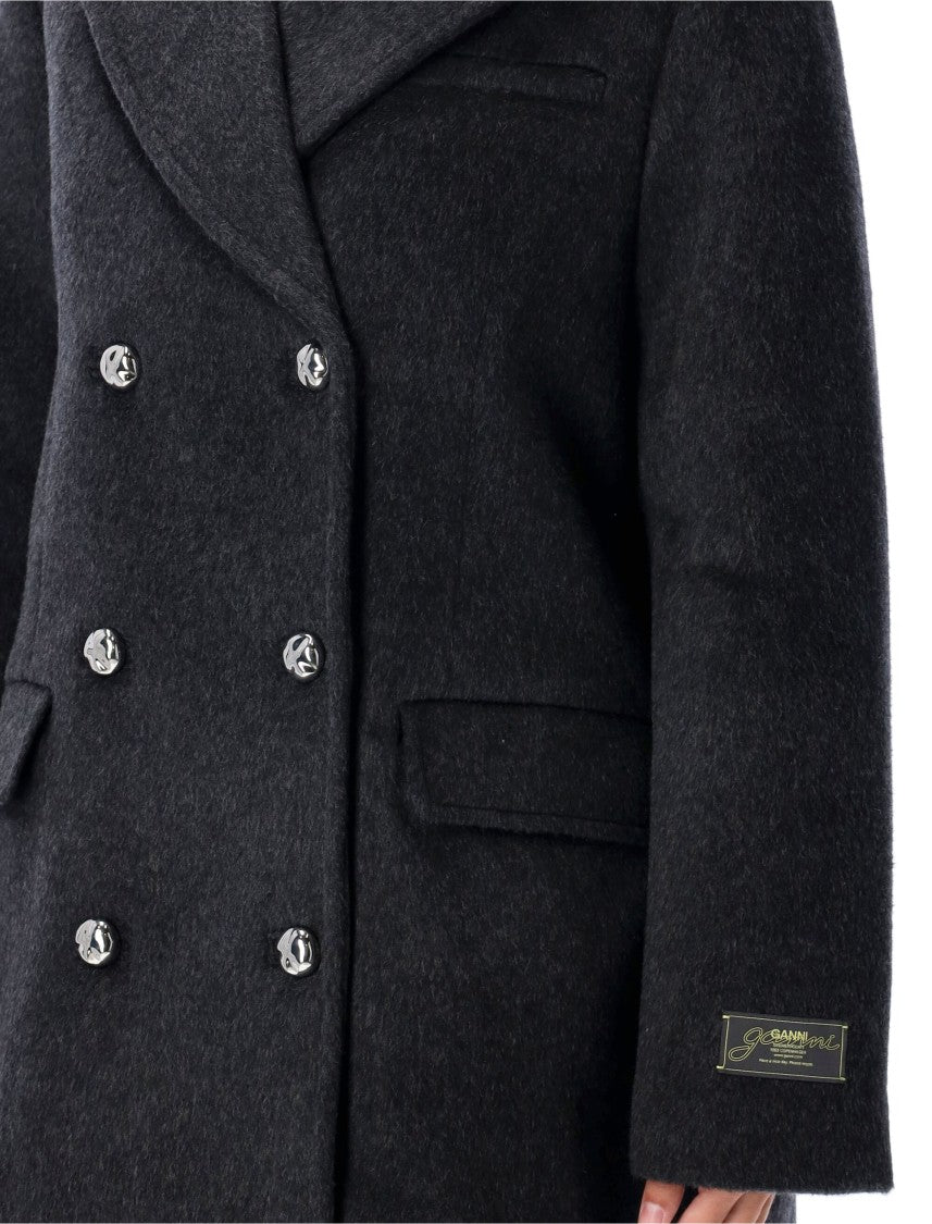 Ganni Double Face Wool Peacoat