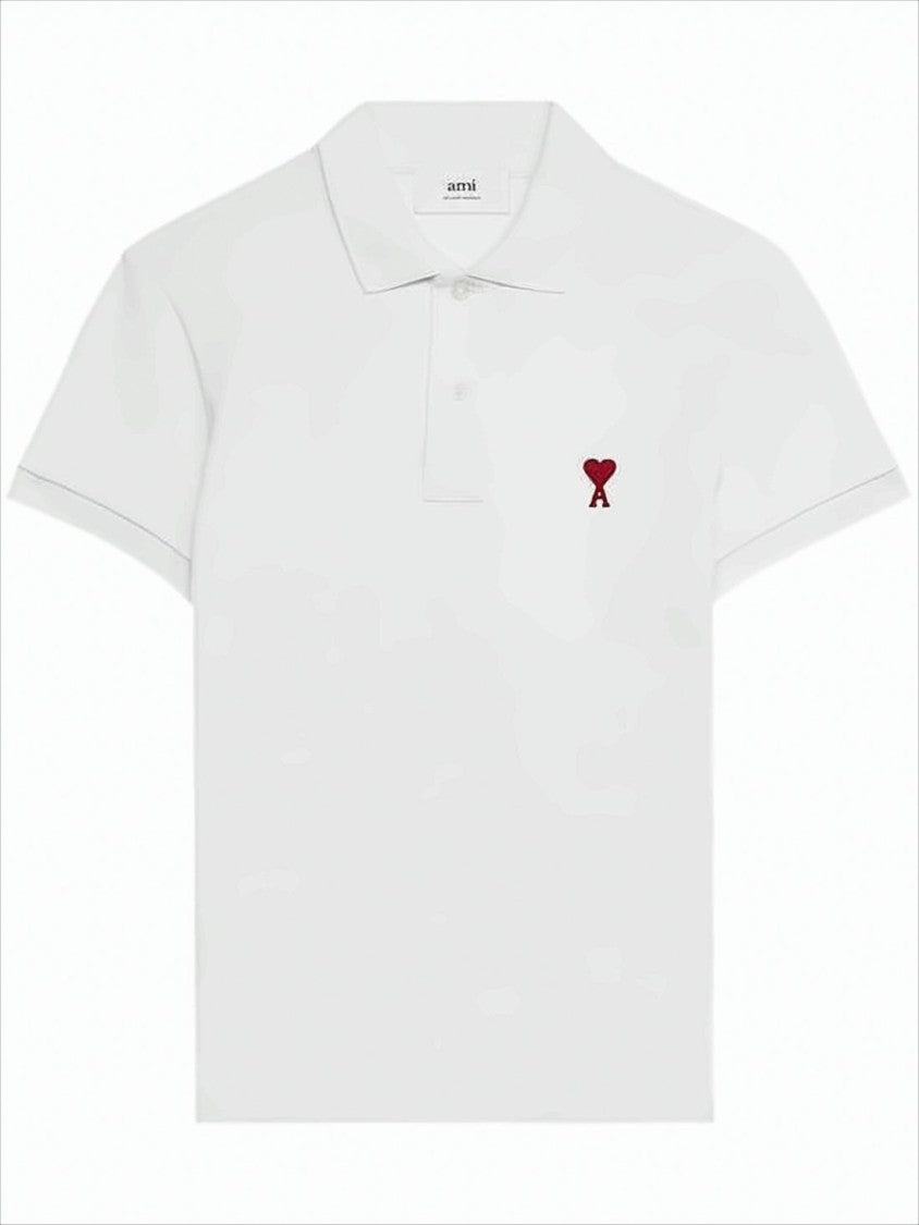 Ami Short-Sleeve Polo Shirt With Textured Cotton Piqué