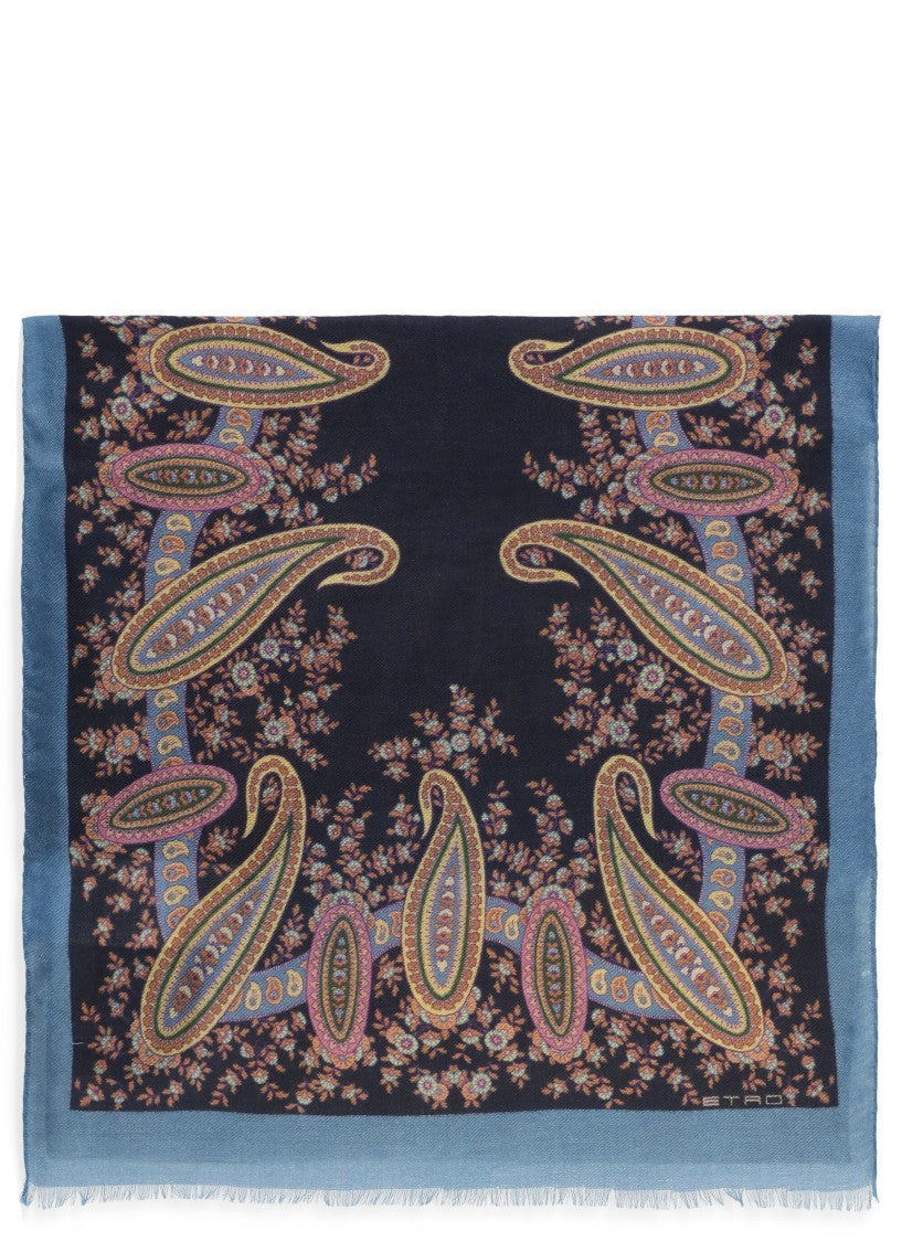 Etro Blue Wool-Cachermire And Silk