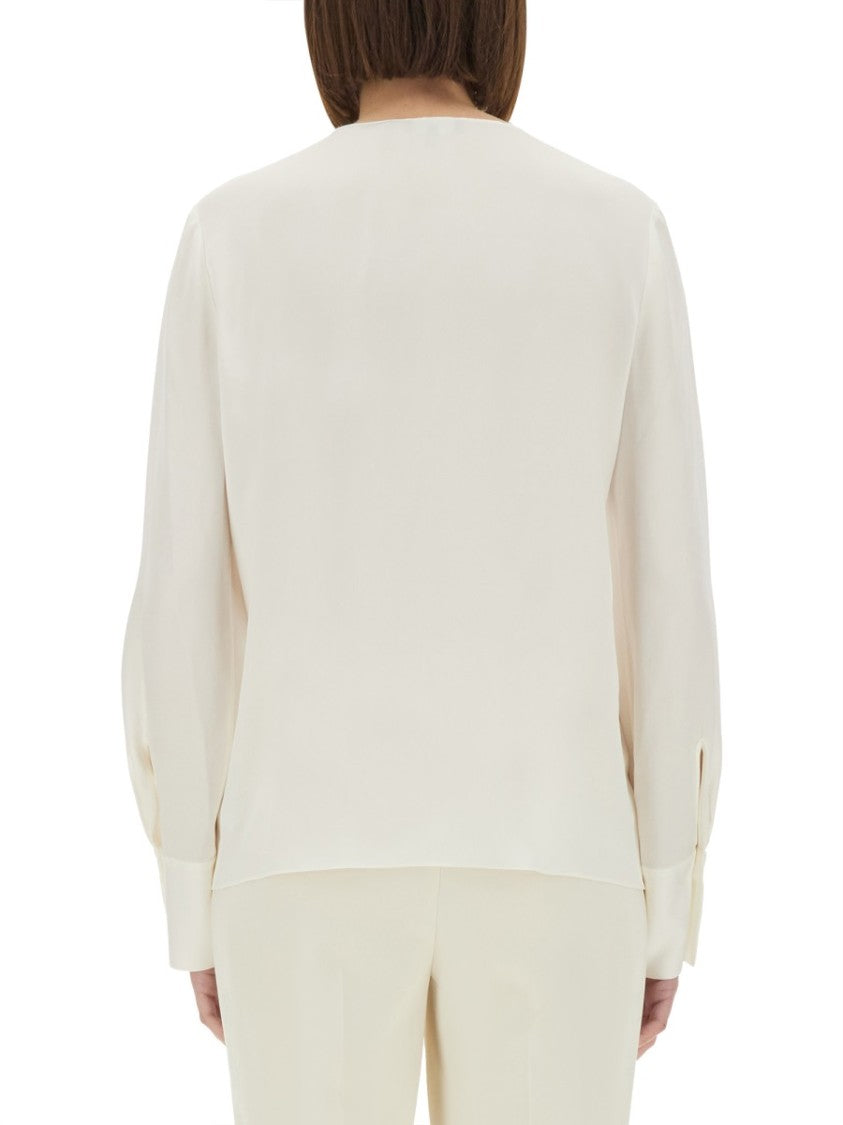 Theory Silk Georgette Blouse With V-Neckline