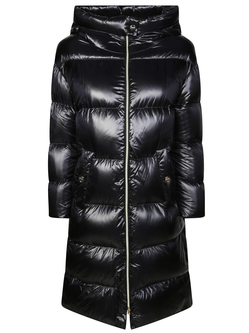 Herno Long Ultralight Puffer Coat With High Collar