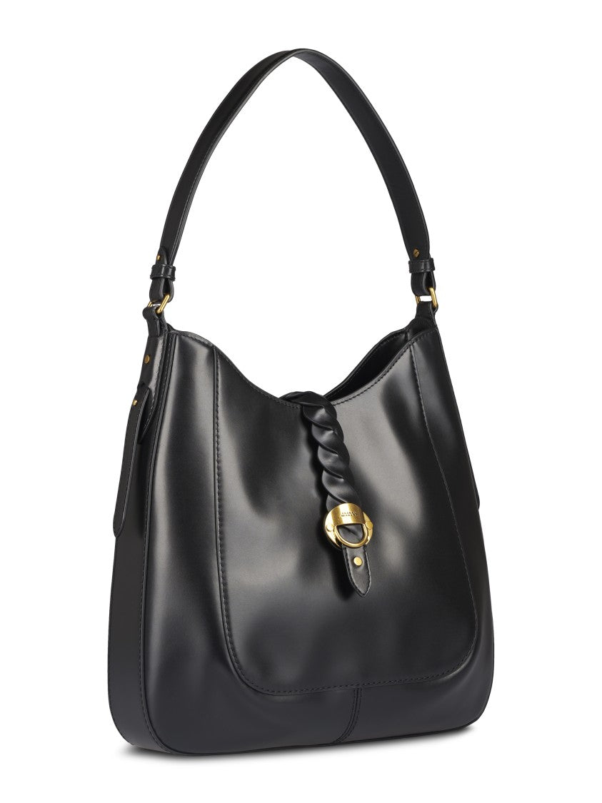 Isabel Marant Black Hobo Bag With Braided Detail And Adjustable Strap