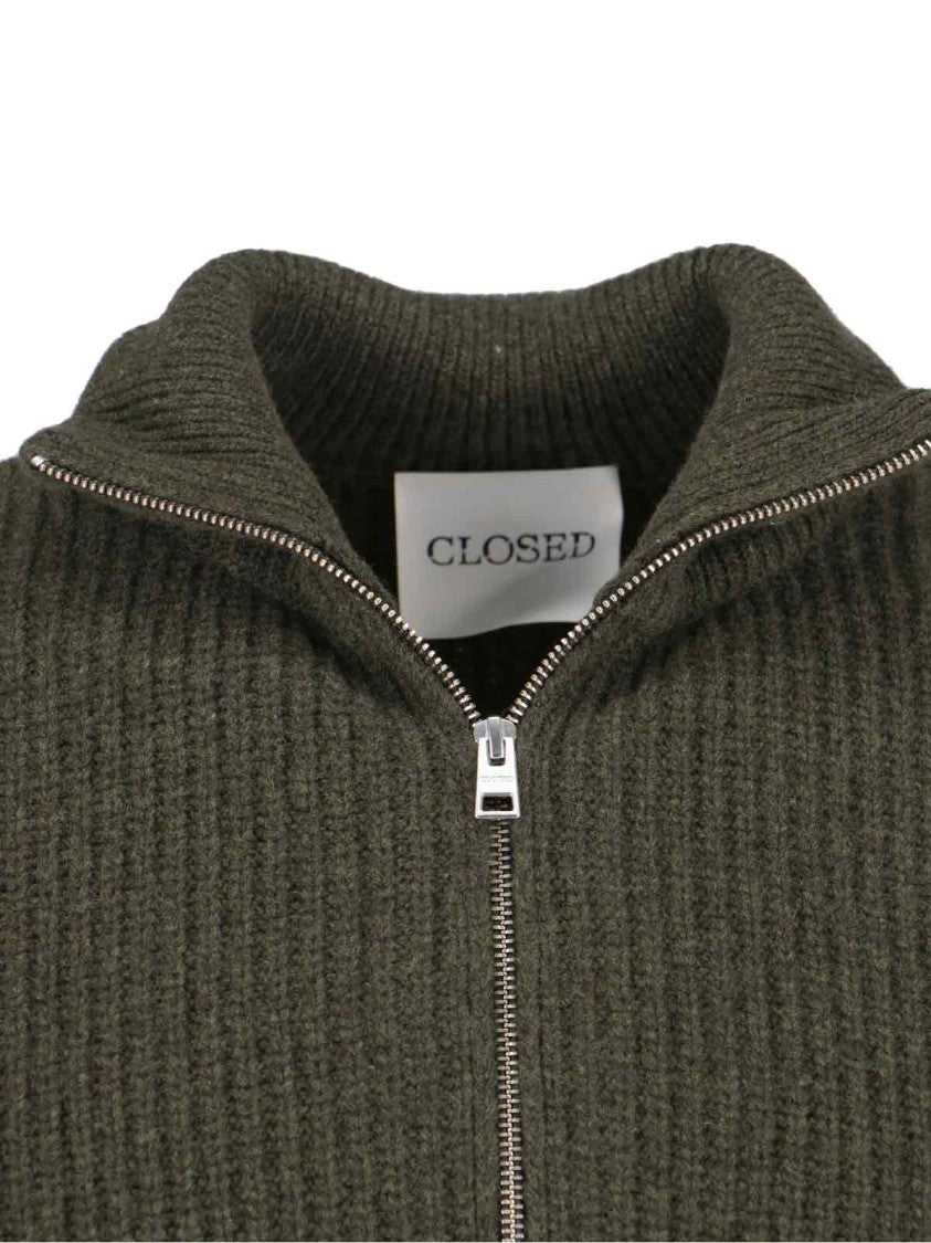 Closed Rich Green Knit Sweater With Ribbed Trim
