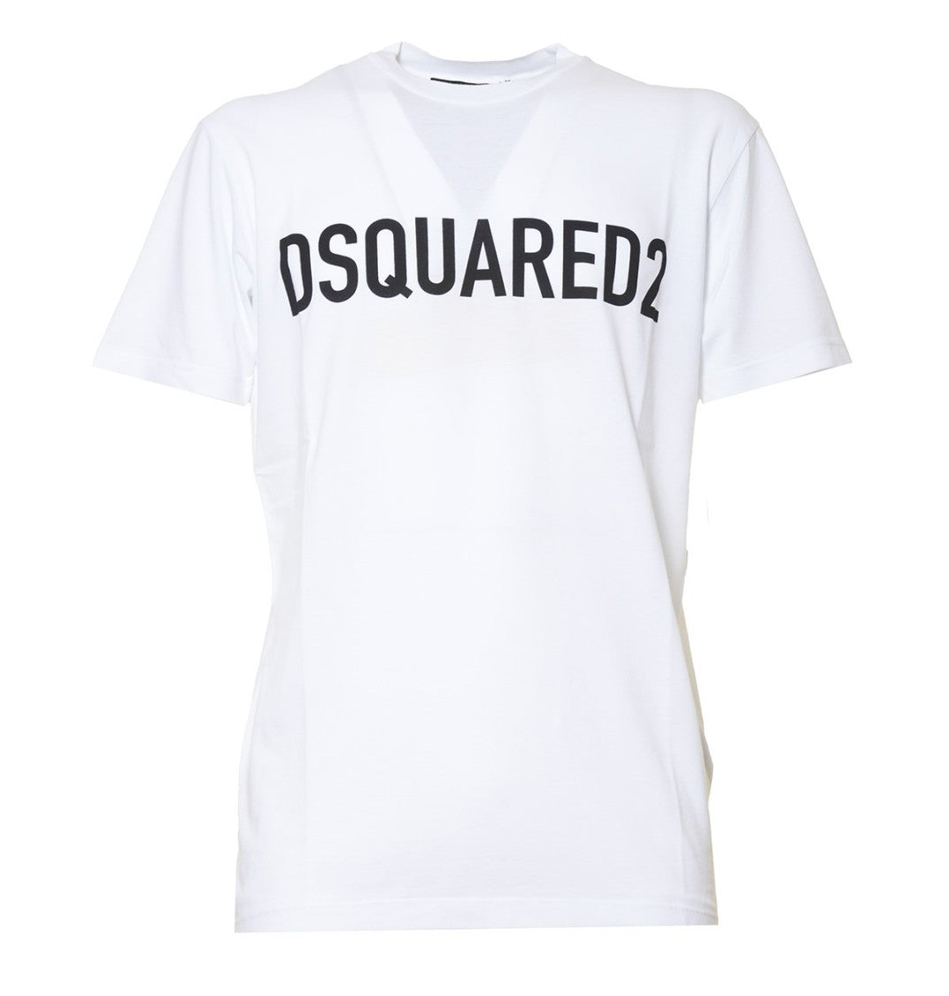 Dsquared2 Cool-Fit White Cotton T-Shirt With Logo Print