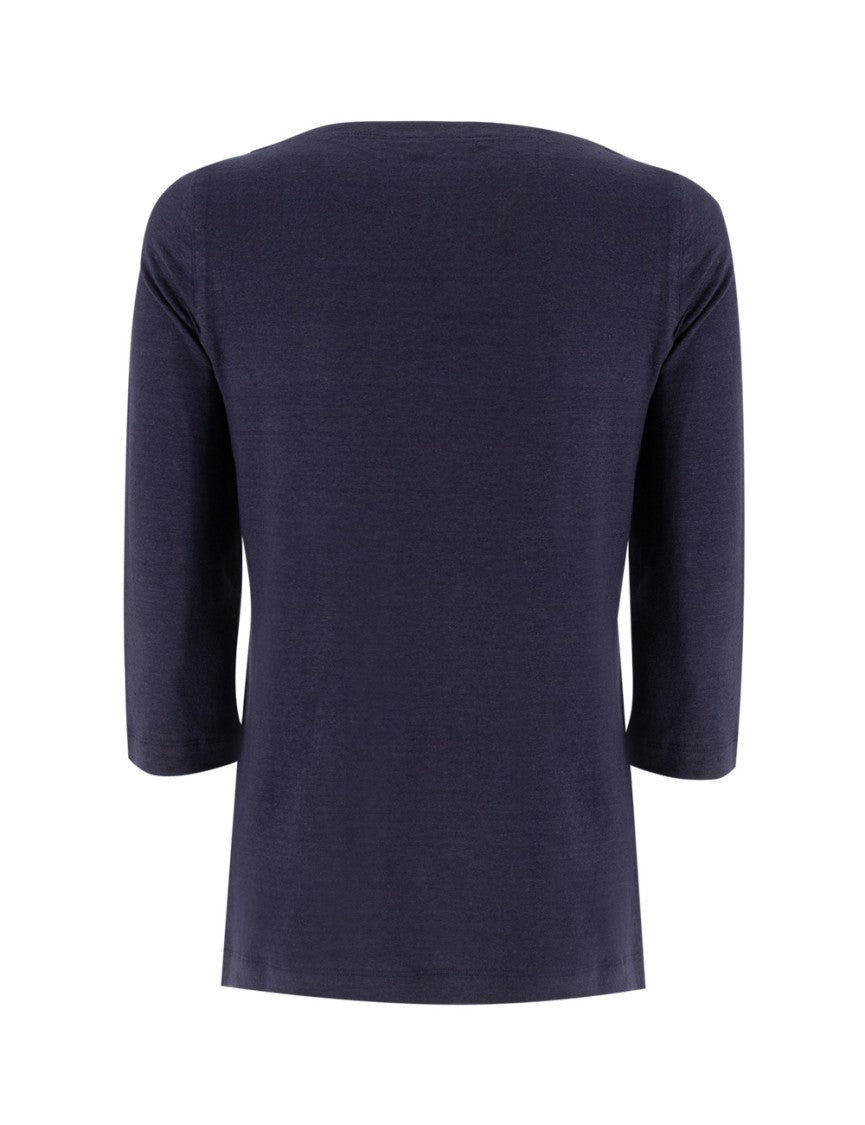Fedeli 3/4 Sleeve Linen Blend T-Shirt