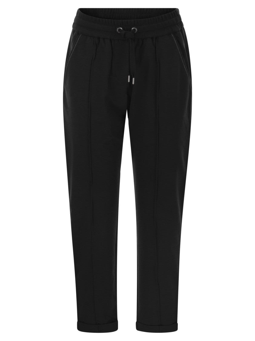 Brunello Cucinelli Track Trousers In Lightweight Stretch Cotton Fleece