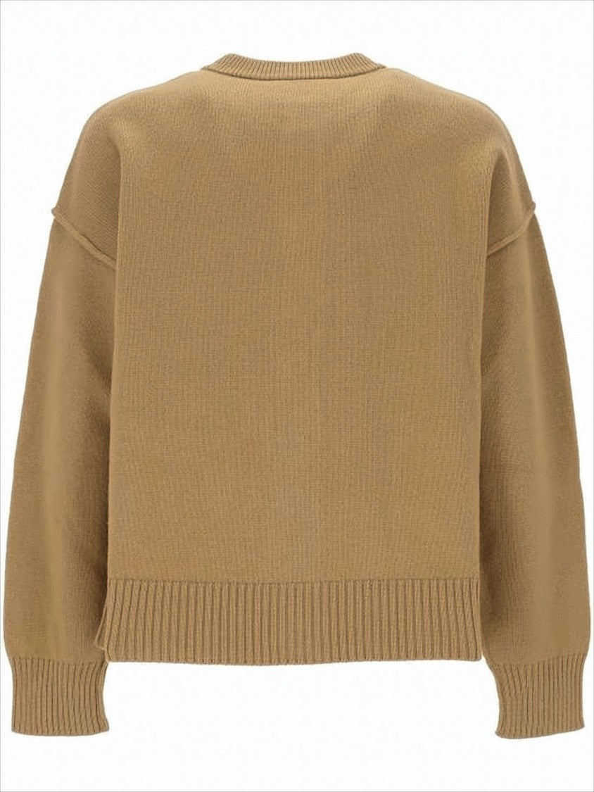 Ami Wool Cardigan With Embroidered Heart Detail