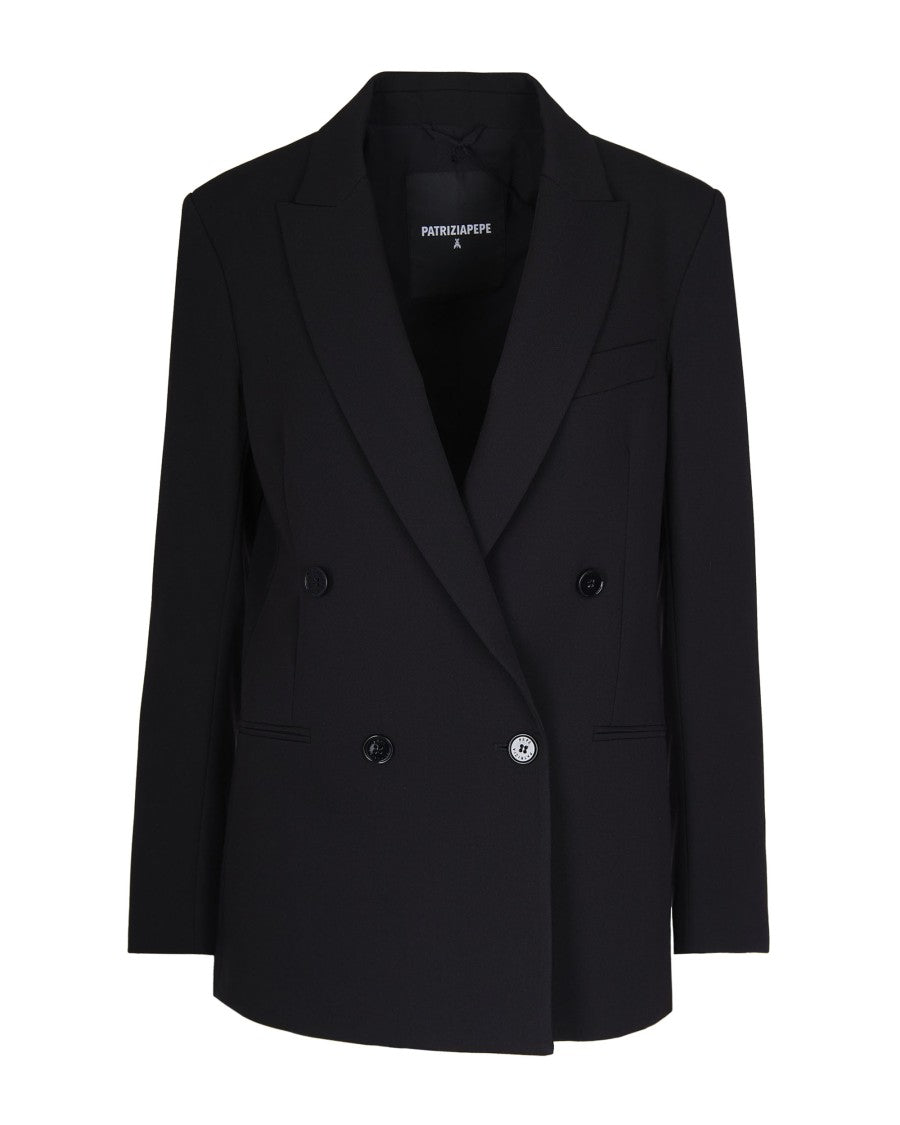 Patrizia Pepe Oversized Double-Breasted Blazer With Tailored Design And Logo Detail