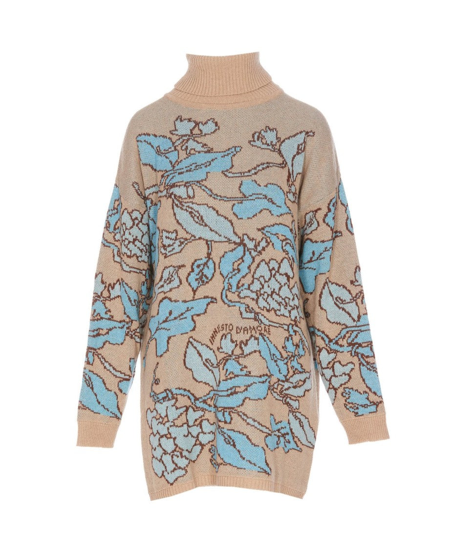 Twin-Set Maxi Pullover With Floral Pattern