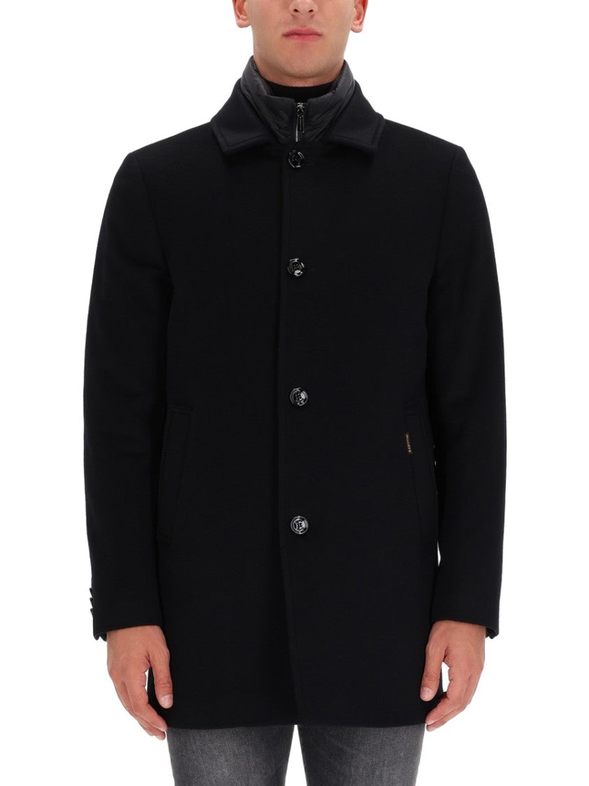 Moorer Classic Black Wool And Cashmere Blend Coat