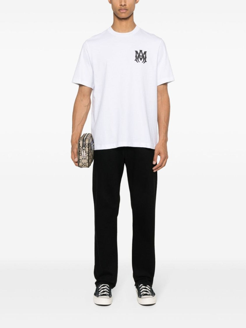 Amiri White Cotton T-Shirt With Bold Logo Accents