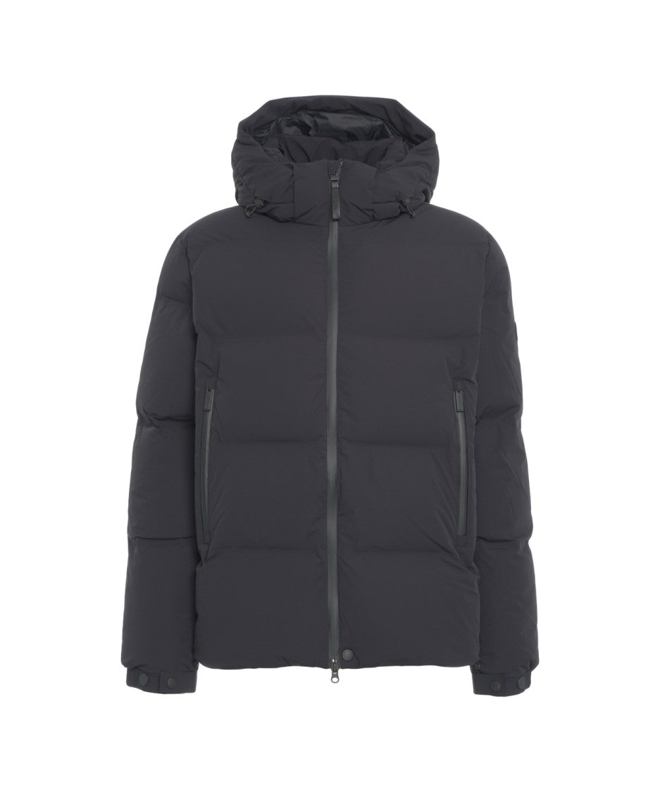 Alpha Tauri Quilted Down Jacket With Non-Removable Hood And Dual Zipper