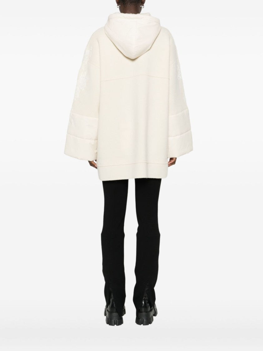 Blugirl Relaxed Fit Wool Coat With Embroidered Sleeves