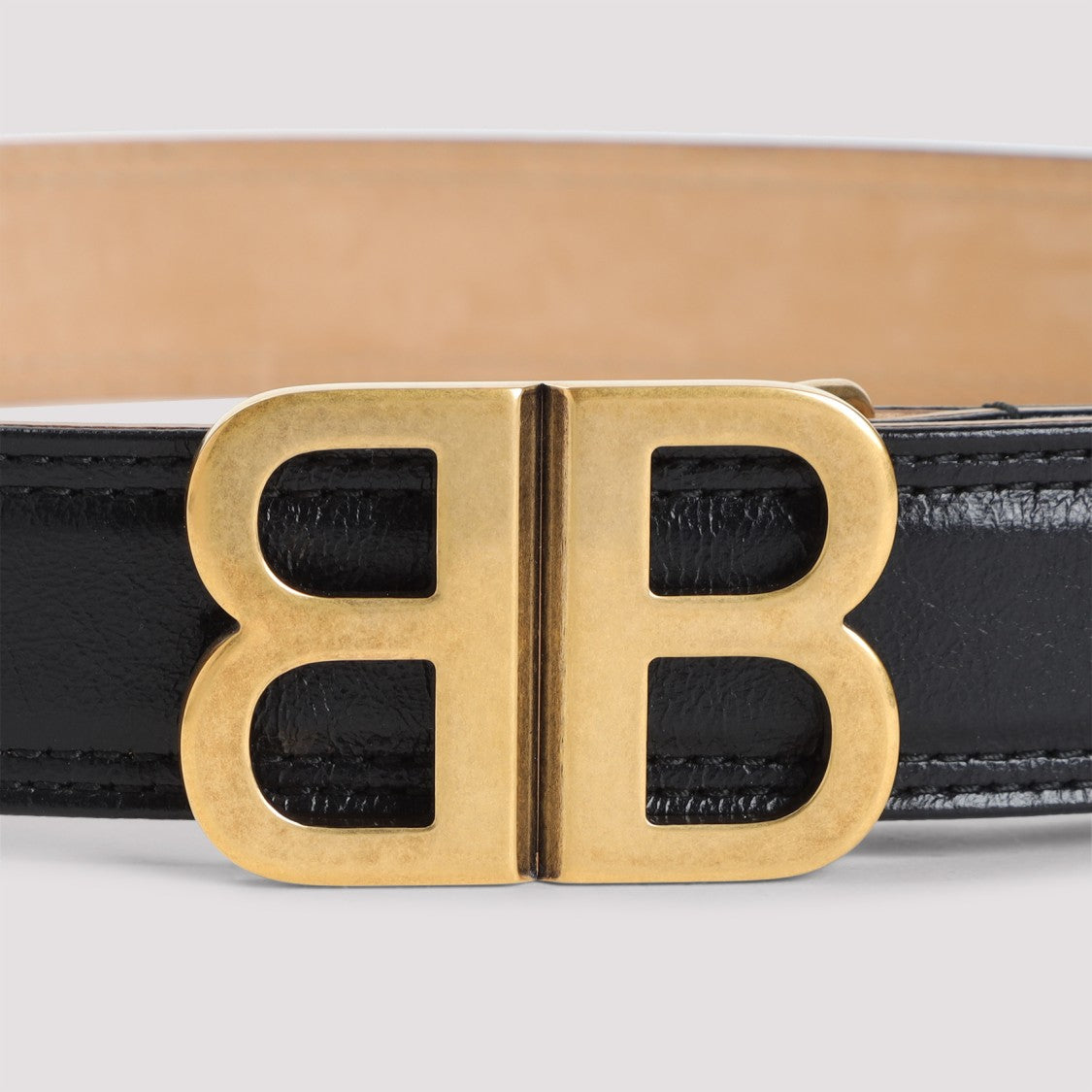 Balenciaga Lamb Leather Belt With Polished Gold Buckle