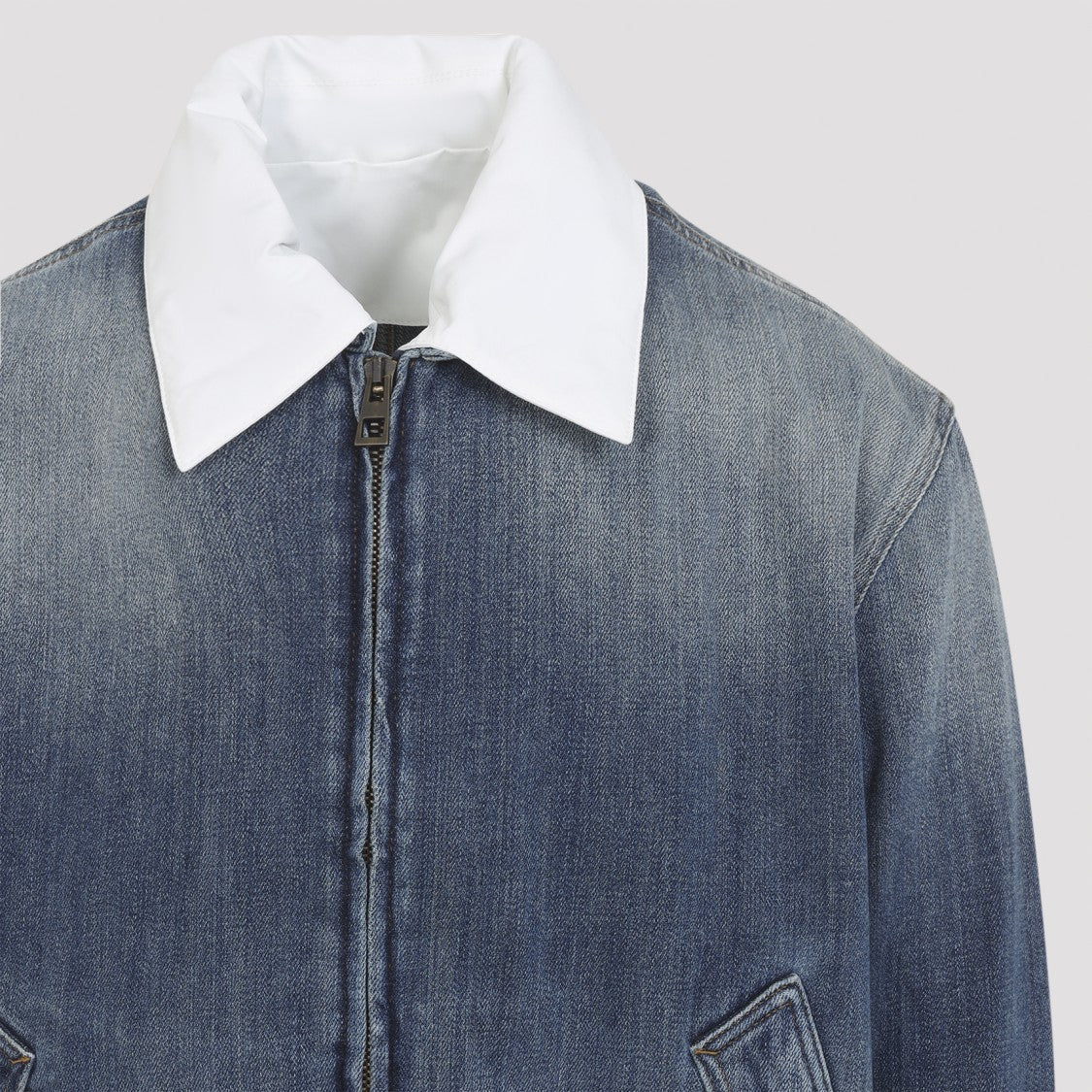 Loewe Bleached Blue Cotton Denim Jacket With Contrast Collar
