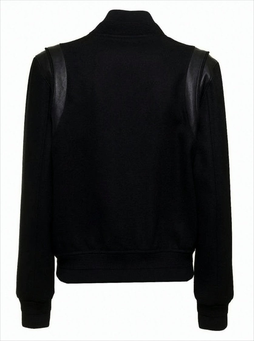 Saint Laurent Classic Bomber Jacket With Leather Panels