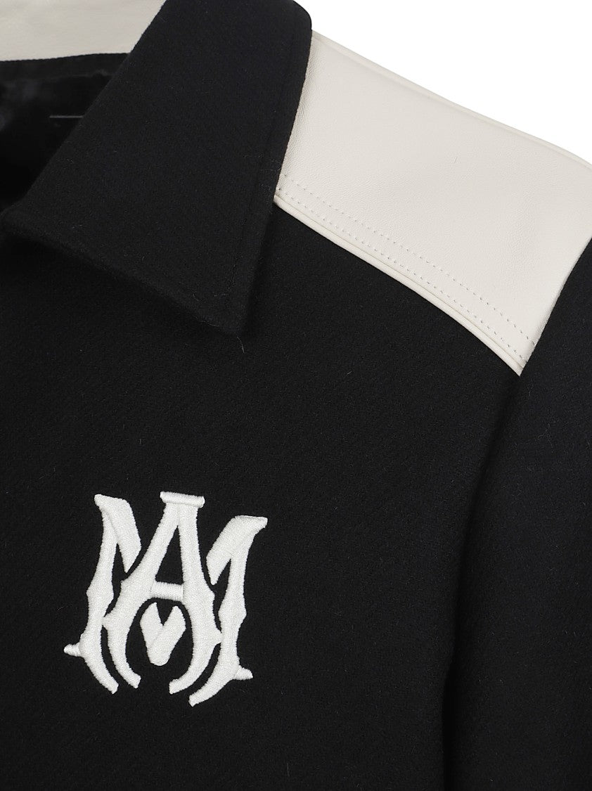 Amiri Black Varsity Jacket With Leather Detailing