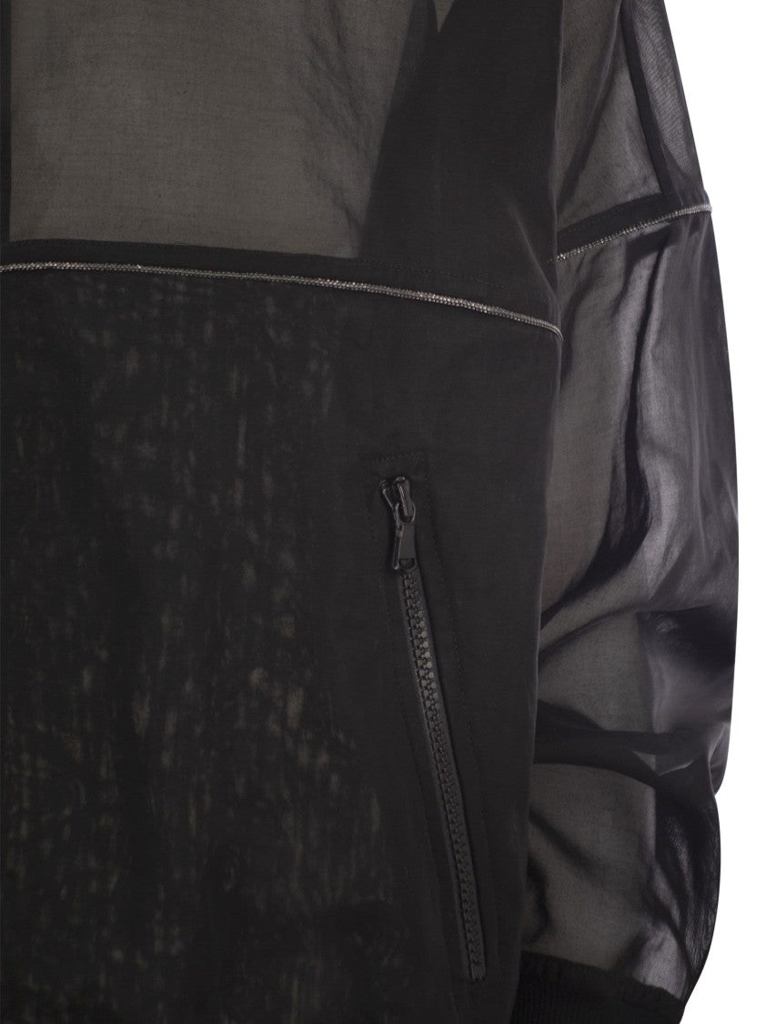 Brunello Cucinelli Cotton Organza Bomber Jacket With Shiny Trims