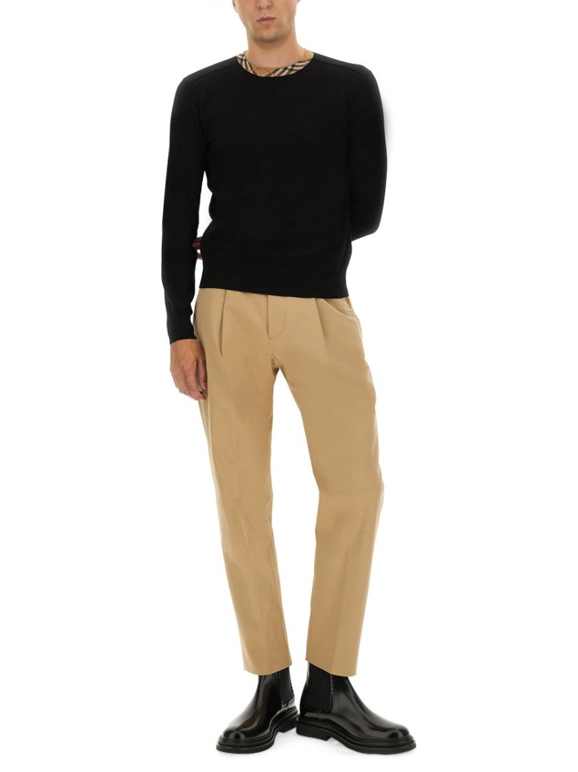 Burberry Classic Black Wool Jersey With Ribbed Detailing