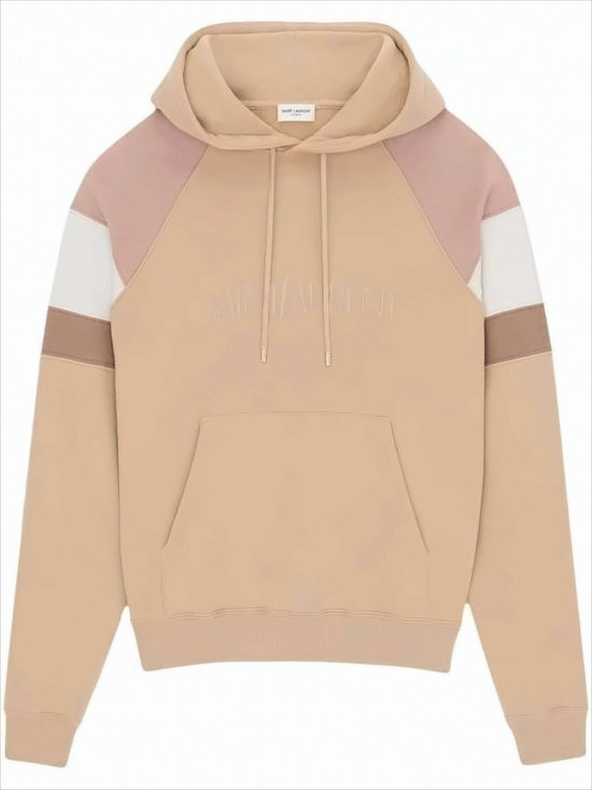 Saint Laurent Relaxed Fit Color-Block Hoodie With Tonal Embroidery