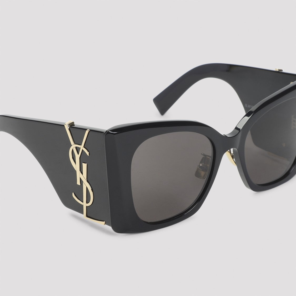 Saint Laurent Oversized Black Acetate Sunglasses With Gold-Tone Logo