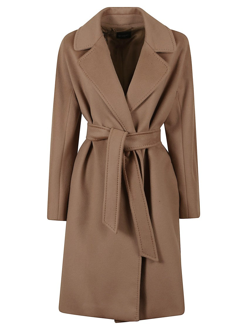 Max Mara Knee-Length Wool Coat With Belted Waist