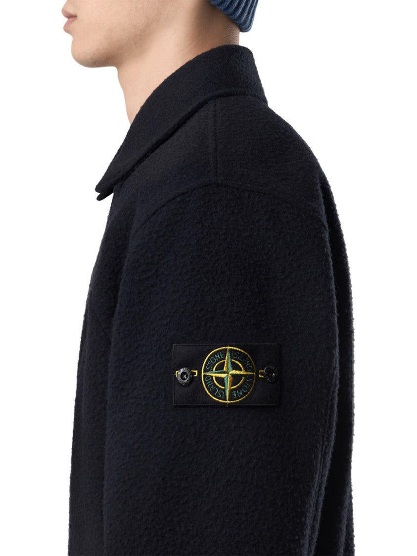 Stone Island Refined Blue Shirt With Polyurethane Coating