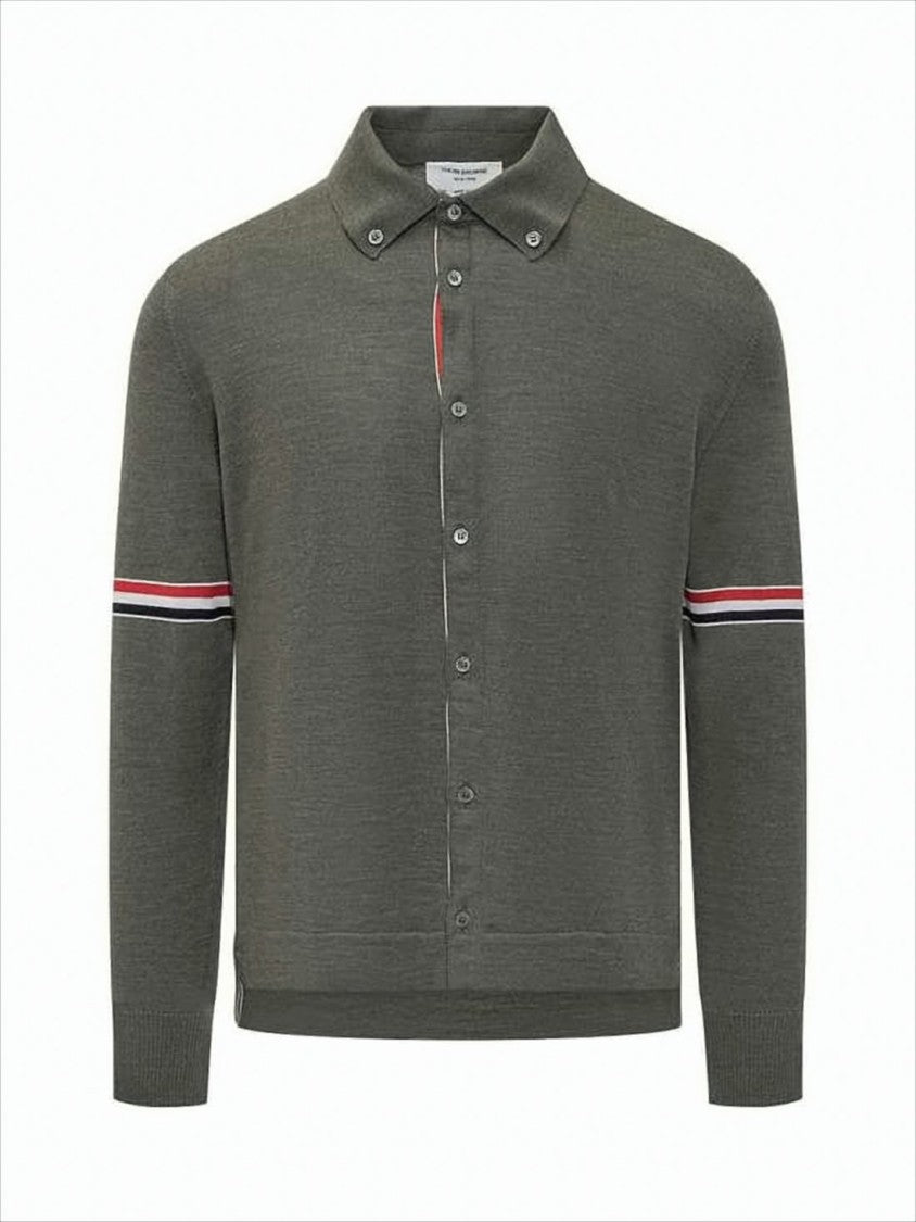 Thom Browne Tailored Wool Cardigan With Striped Accents