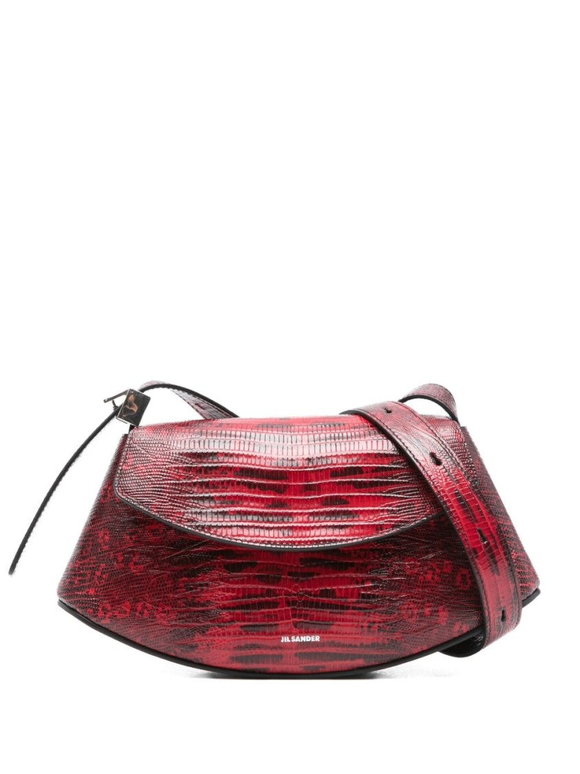 Jil Sander Structured Shoulder Bag In Rosso Vitello Leather