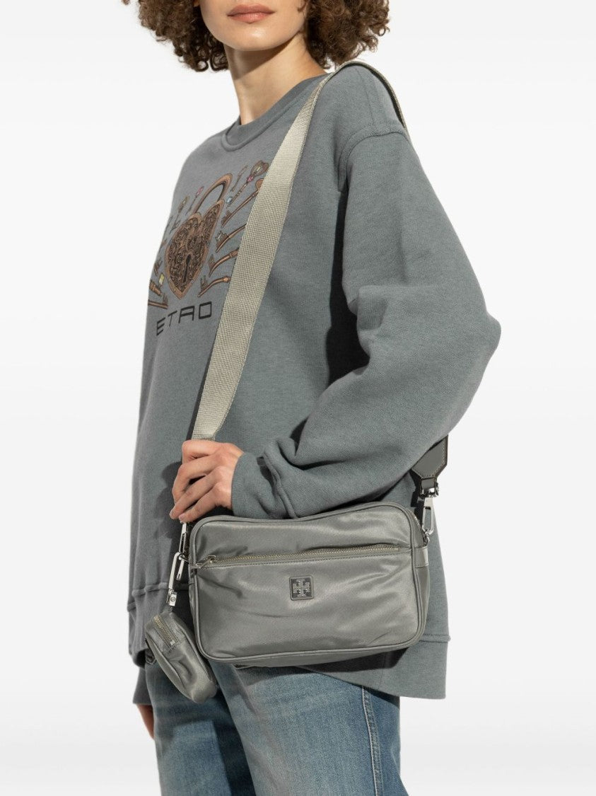 Tory Burch Rectangular Grey Shoulder Bag With Adjustable Strap