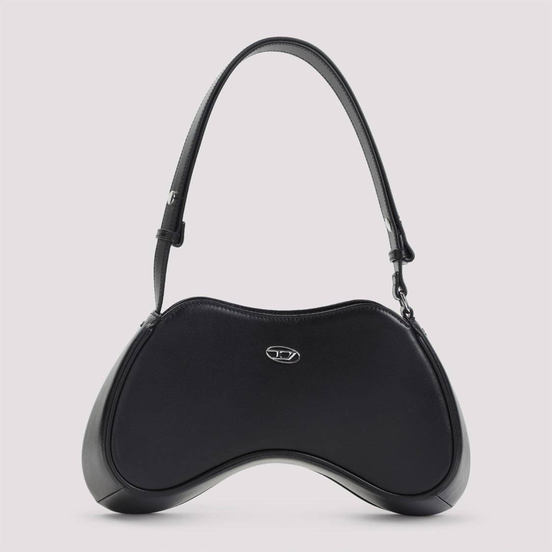 Diesel Curved Leather Handbag With Adjustable Strap
