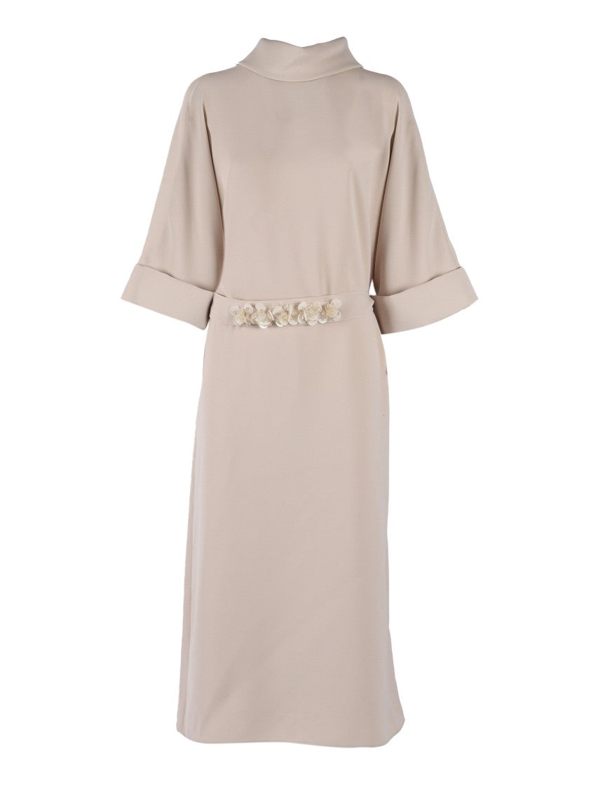 P.A.R.O.S.H. Embroidered Belted Dress With Relaxed Fit