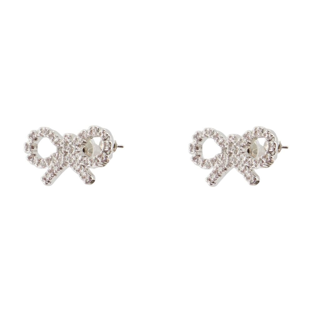 Self-Portrait Micro Bow Earrings - Silver - Silver