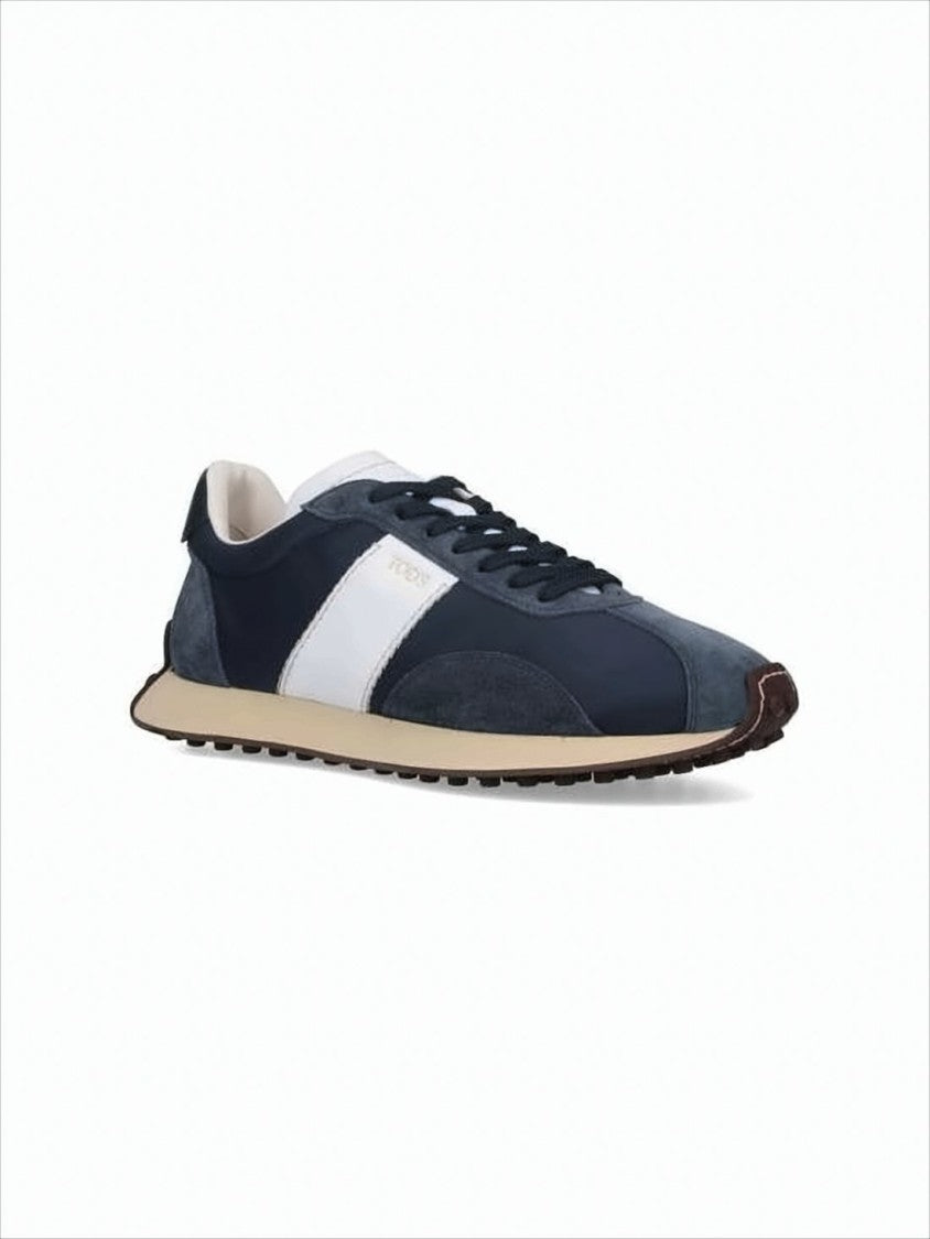 Tod's Suede And Fabric Sneakers With Contrasting Panels