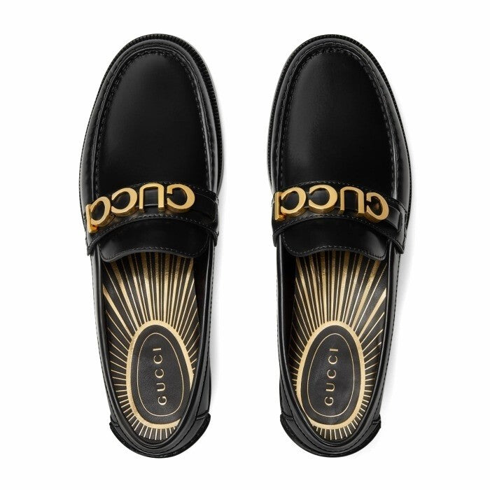 Gucci Leather Sneakers With Gold-Tone Logo Strap