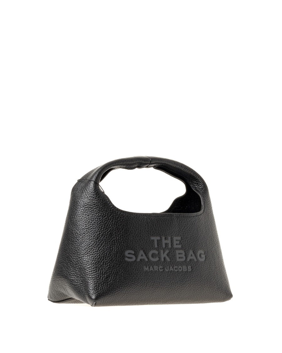 Marc Jacobs Semi-Circular Black Leather Shoulder Bag With Embossed Branding