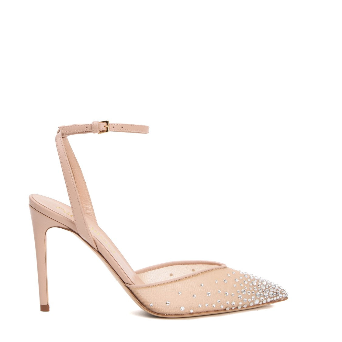 Ninalilou Ankle Strap Mesh Rhinestone Heel 90 Mm Slingback