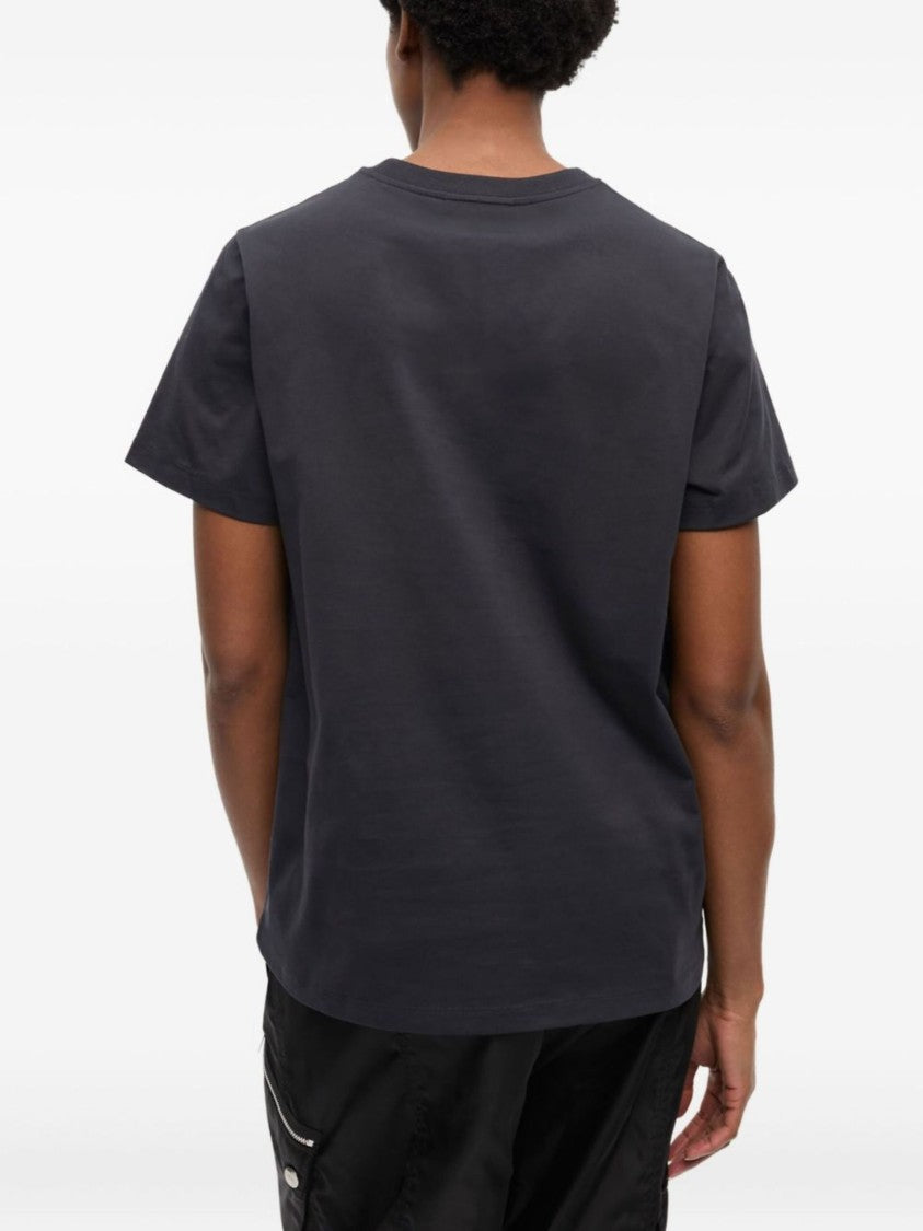 Ganni Black Cotton T-Shirt With Banana Graphic Print