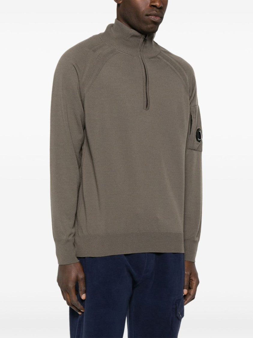 C.P. Company Lens-Detailed Olive Green Sweater