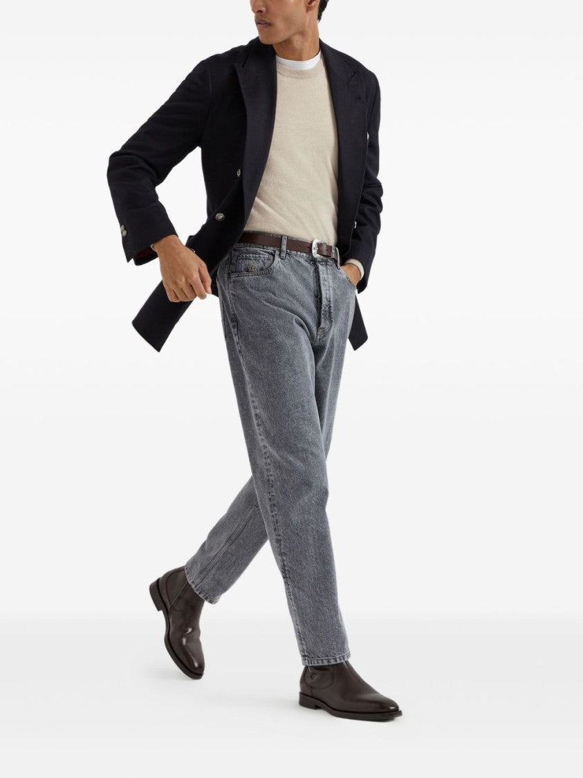 Brunello Cucinelli Relaxed-Fit Trousers In Faded Grey Denim