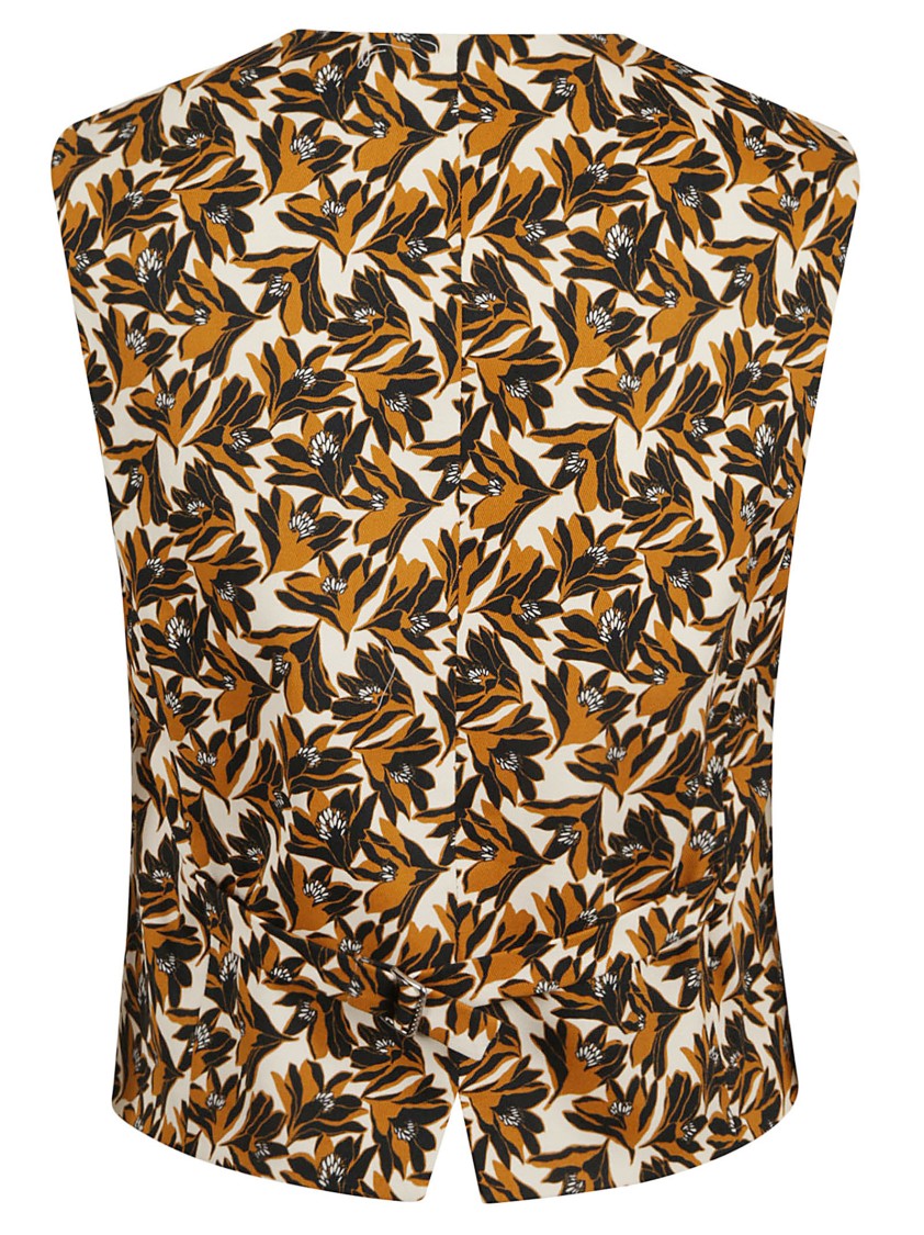 Max Mara Sleeveless Floral Pattern Jacket