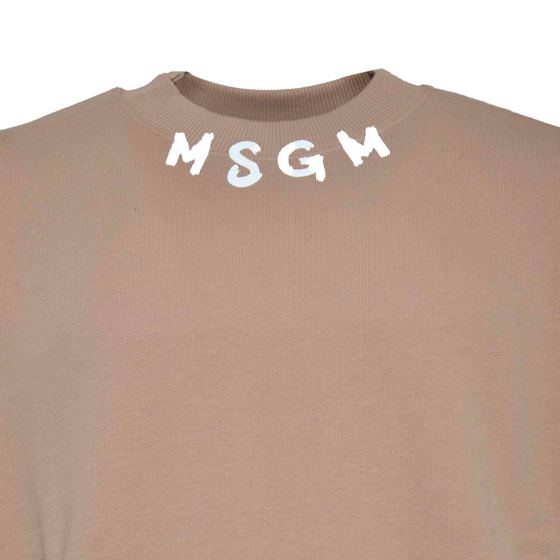 Msgm Beige Cotton Crewneck Sweatshirt