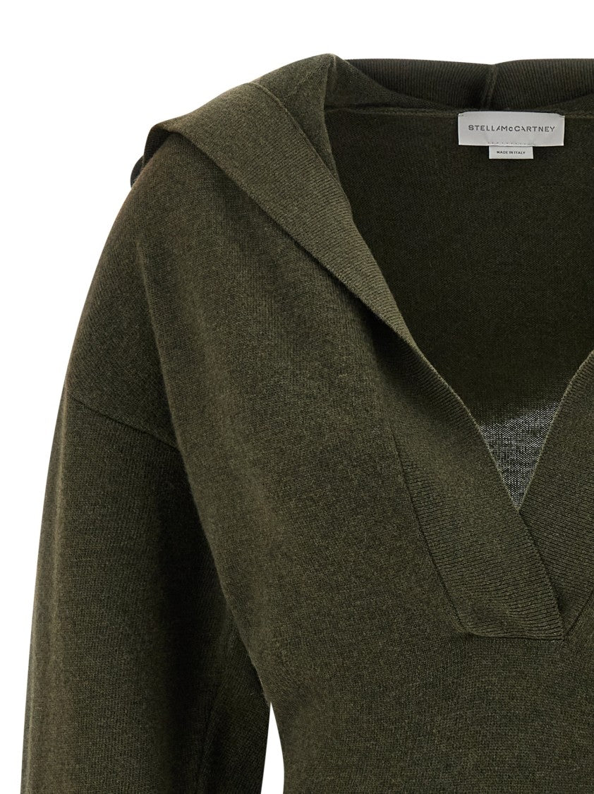 Stella Mccartney Cropped Virgin Wool Hooded Sweater